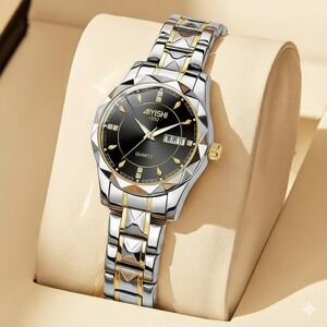Dofia Xiaoya Aiyishi 1832 Men's Watch Two Tone Stainless Steel Black Dial Quart